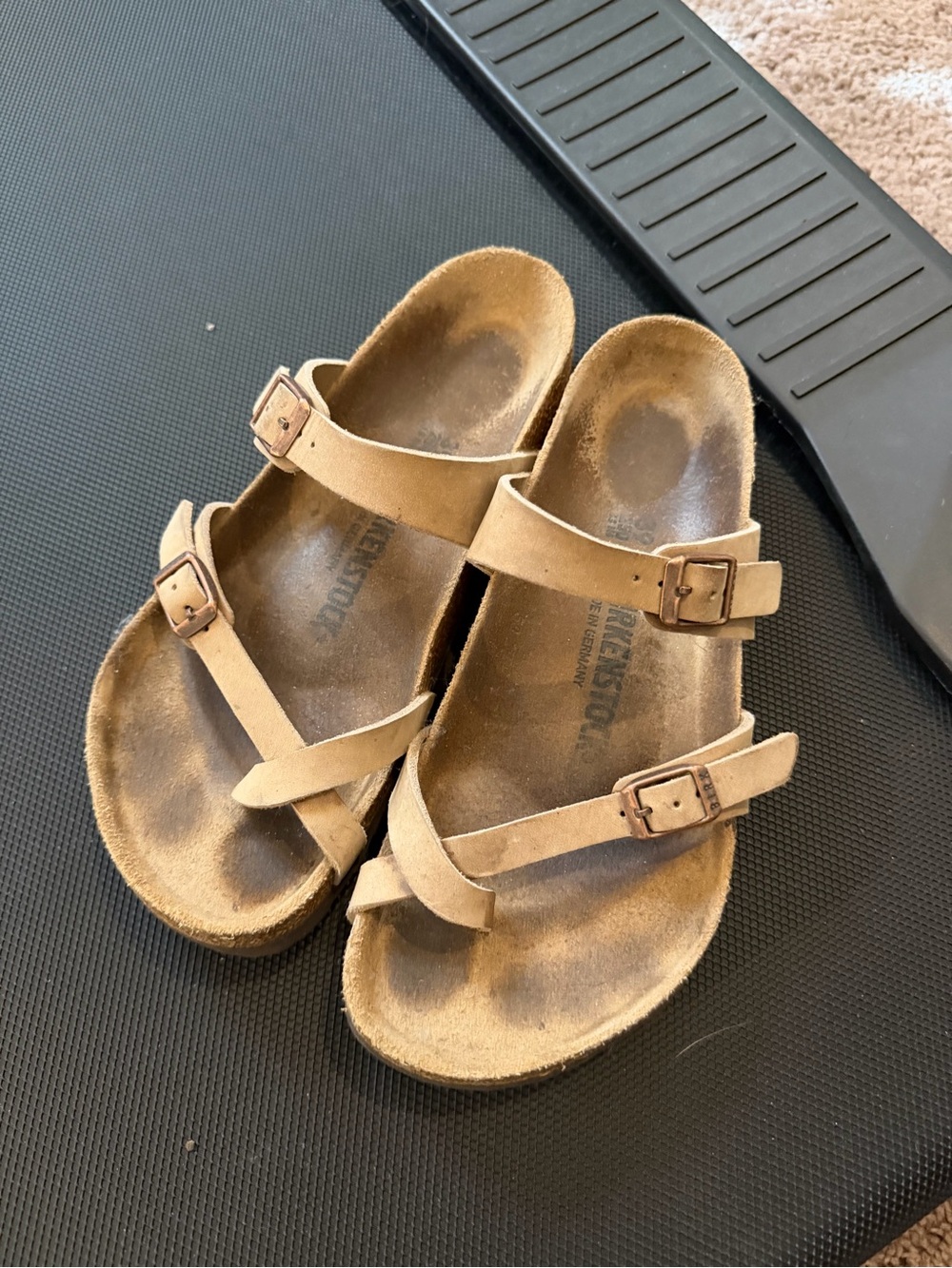 Birkenstock Light Brown Suede Double Strap Sandals